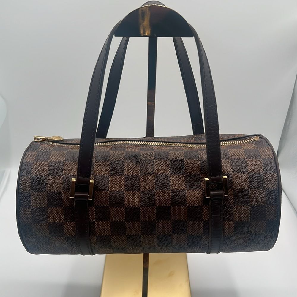 LOUIS VUITTON VINTAGE PAPILLON 26 DAMIER EBENE HANDBAG PURSE - Picture 9 of 14